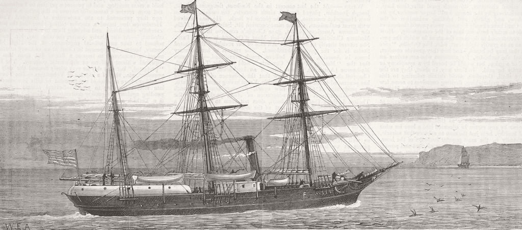 ARCTIC. Jeanette, fitted out for Polar exploration 1878 old antique print